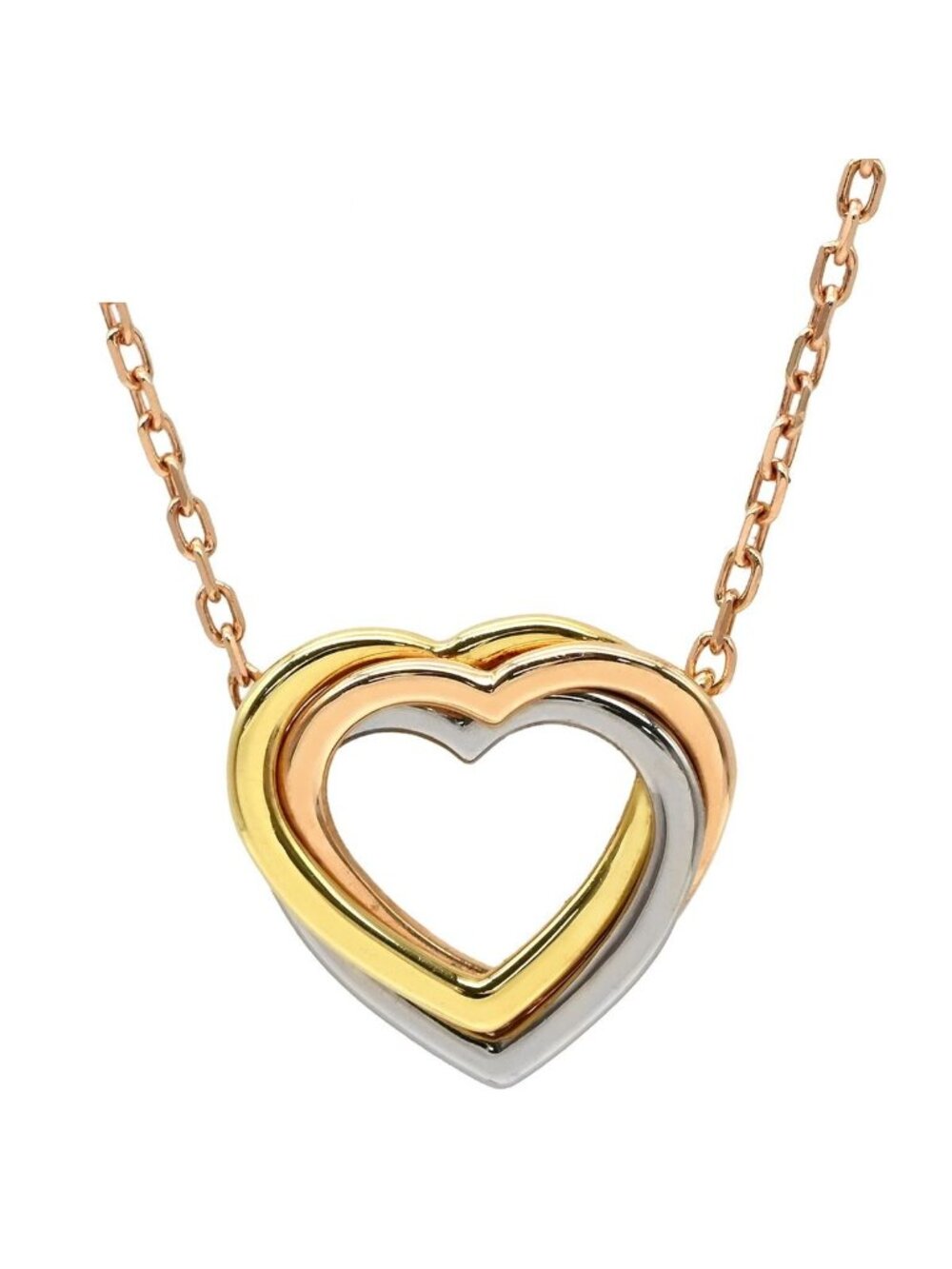 Cartier Necklace Trinity Heart Yellow Gold Pink White 18k